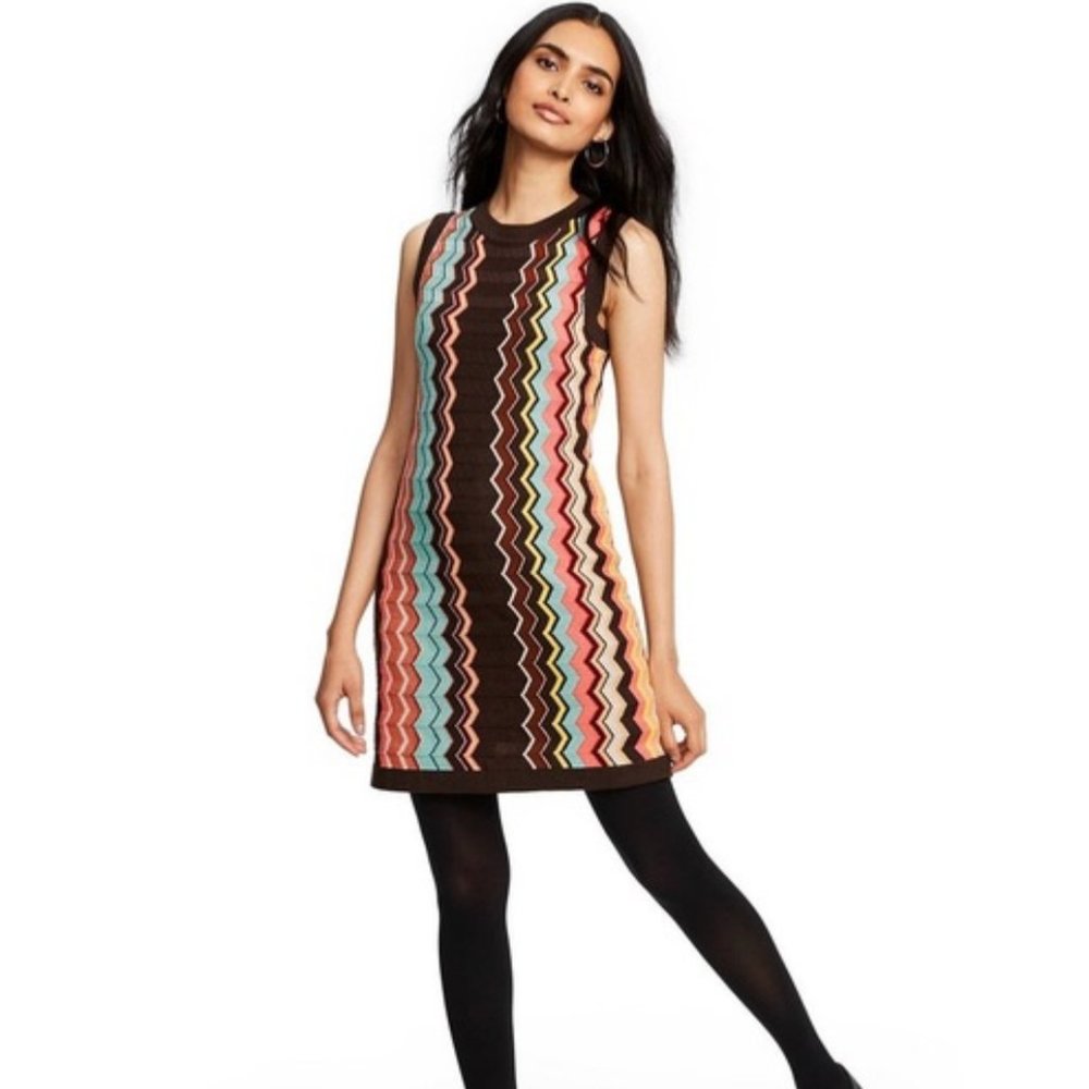 Zig Zag Crewneck Sweater Dress